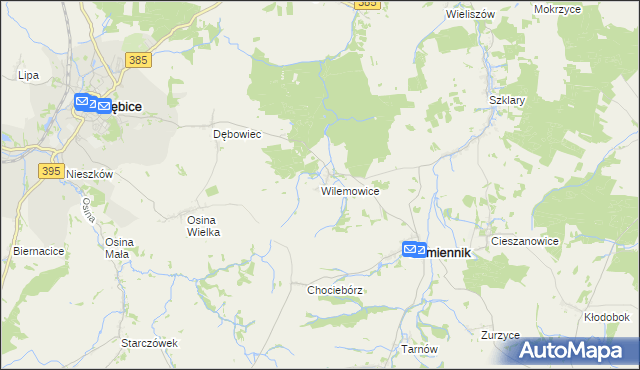 mapa Wilemowice, Wilemowice na mapie Targeo