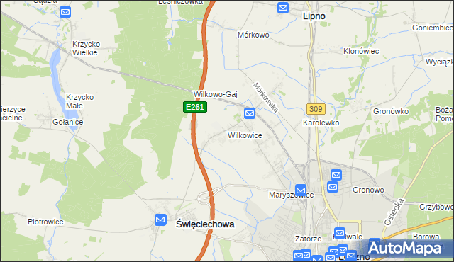 mapa Wilkowice gmina Lipno, Wilkowice gmina Lipno na mapie Targeo