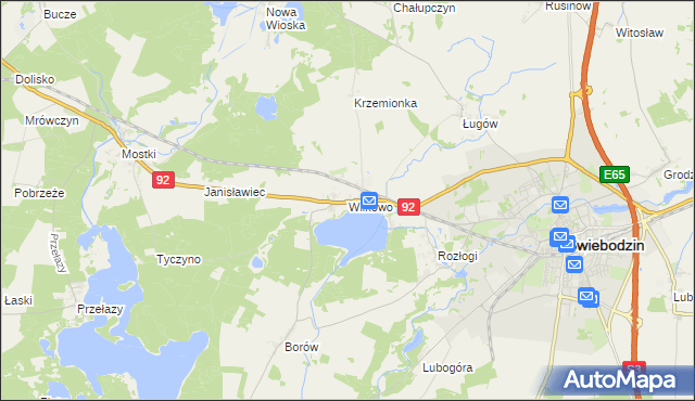 mapa Wilkowo gmina Świebodzin, Wilkowo gmina Świebodzin na mapie Targeo
