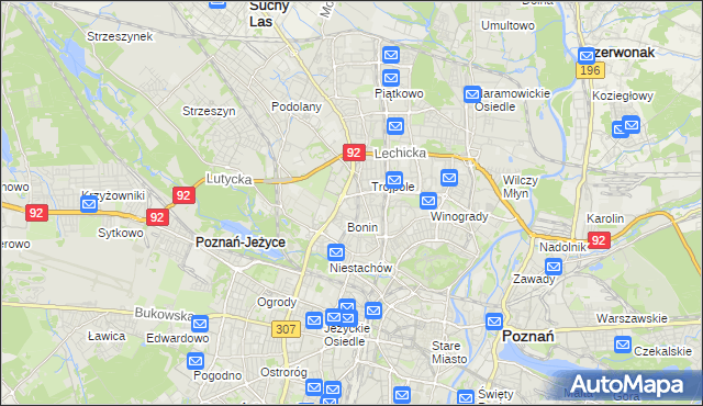 mapa Winiary gmina Poznań, Winiary gmina Poznań na mapie Targeo
