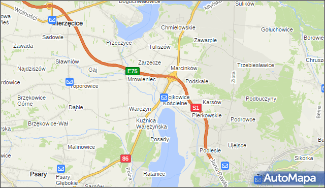 mapa Wojkowice Kościelne, Wojkowice Kościelne na mapie Targeo