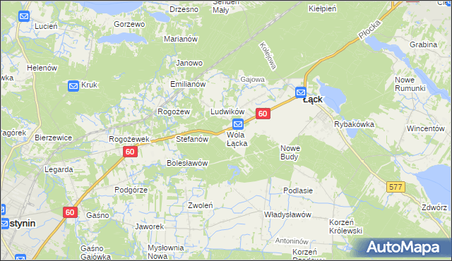 mapa Wola Łącka, Wola Łącka na mapie Targeo