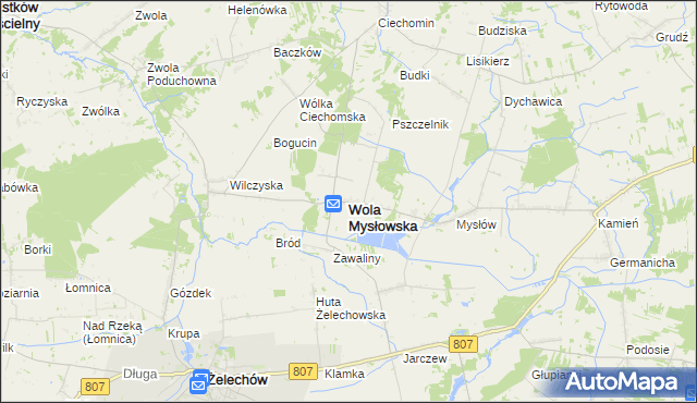 mapa Wola Mysłowska, Wola Mysłowska na mapie Targeo