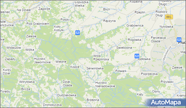 mapa Wola Rzeplińska, Wola Rzeplińska na mapie Targeo