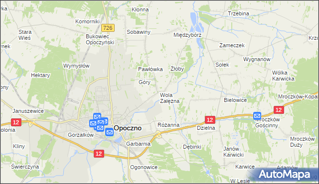 mapa Wola Załężna, Wola Załężna na mapie Targeo