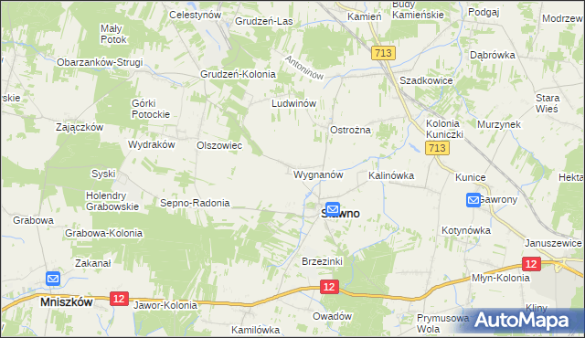 mapa Wygnanów gmina Sławno, Wygnanów gmina Sławno na mapie Targeo