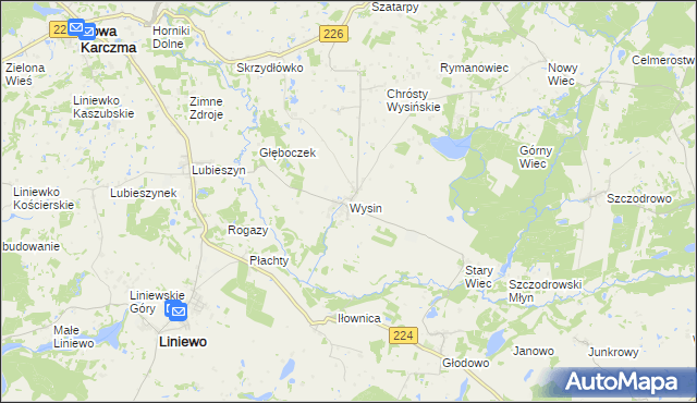 mapa Wysin, Wysin na mapie Targeo