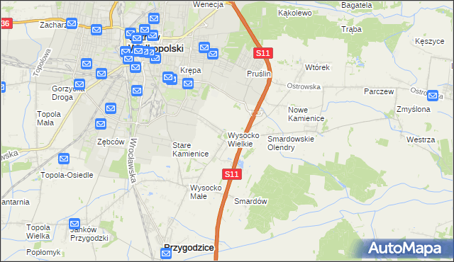 mapa Wysocko Wielkie, Wysocko Wielkie na mapie Targeo