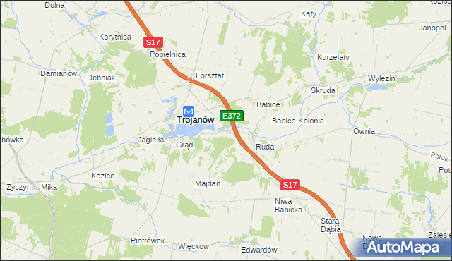 mapa Żabianka gmina Trojanów, Żabianka gmina Trojanów na mapie Targeo