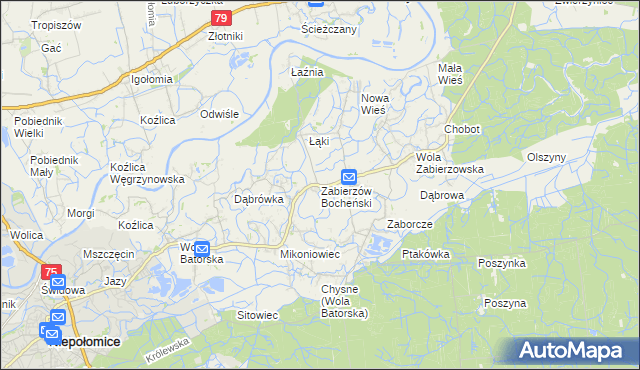 mapa Zabierzów Bocheński, Zabierzów Bocheński na mapie Targeo