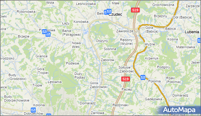 mapa Zaborów gmina Czudec, Zaborów gmina Czudec na mapie Targeo
