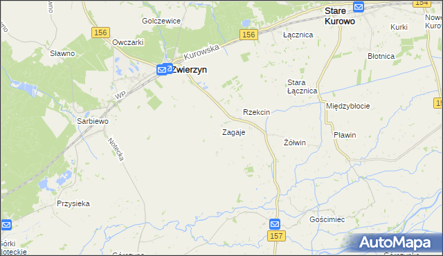 mapa Zagaje gmina Zwierzyn, Zagaje gmina Zwierzyn na mapie Targeo