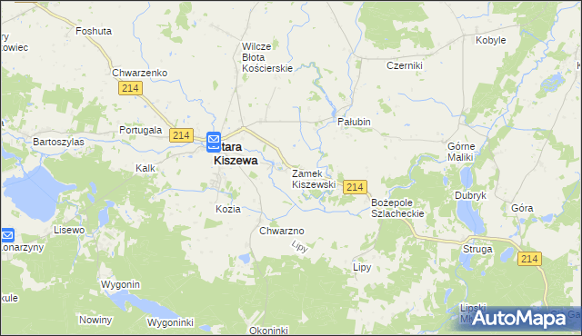 mapa Zamek Kiszewski, Zamek Kiszewski na mapie Targeo