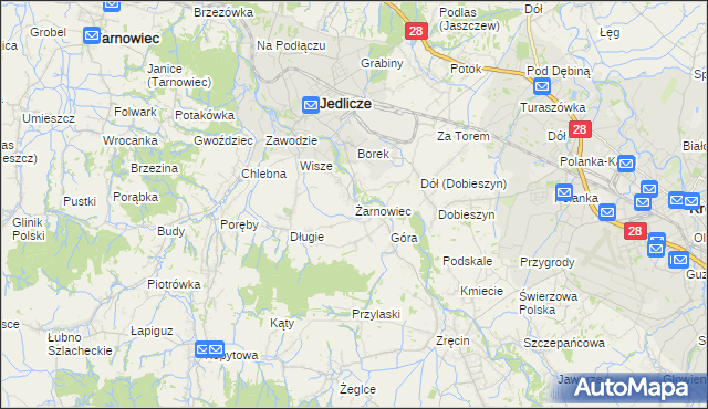mapa Żarnowiec gmina Jedlicze, Żarnowiec gmina Jedlicze na mapie Targeo