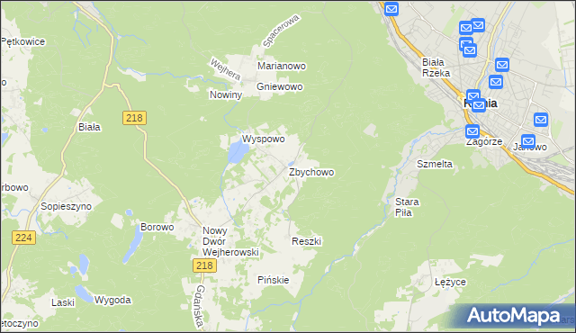 mapa Zbychowo, Zbychowo na mapie Targeo