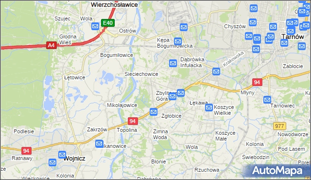 mapa Zbylitowska Góra, Zbylitowska Góra na mapie Targeo
