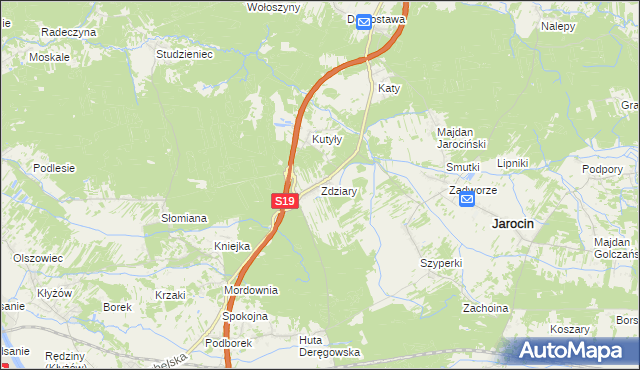 mapa Zdziary gmina Jarocin, Zdziary gmina Jarocin na mapie Targeo