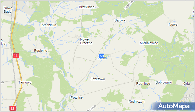 mapa Żelice gmina Wągrowiec, Żelice gmina Wągrowiec na mapie Targeo