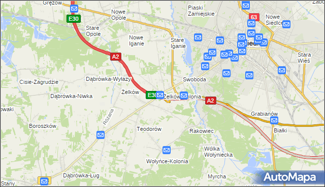 mapa Żelków-Kolonia, Żelków-Kolonia na mapie Targeo