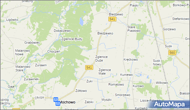 mapa Zglenice Duże, Zglenice Duże na mapie Targeo