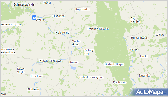 mapa Zielony Gaj gmina Janów, Zielony Gaj gmina Janów na mapie Targeo