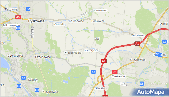 mapa Ziemięcice, Ziemięcice na mapie Targeo