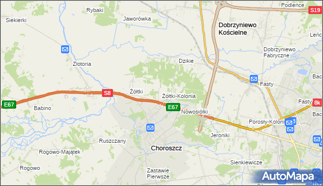 mapa Żółtki-Kolonia, Żółtki-Kolonia na mapie Targeo