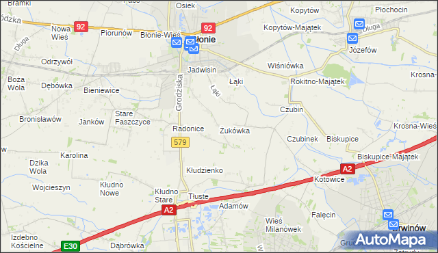 mapa Żukówka, Żukówka na mapie Targeo