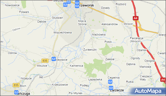 mapa Żurawiczki, Żurawiczki na mapie Targeo