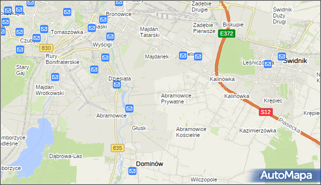 mapa Abramowice Prywatne, Abramowice Prywatne na mapie Targeo