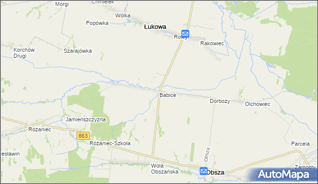 mapa Babice gmina Obsza, Babice gmina Obsza na mapie Targeo