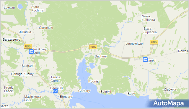 mapa Bachury, Bachury na mapie Targeo