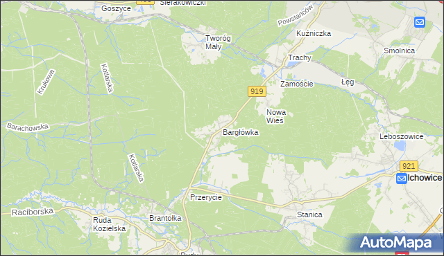 mapa Bargłówka gmina Sośnicowice, Bargłówka gmina Sośnicowice na mapie Targeo