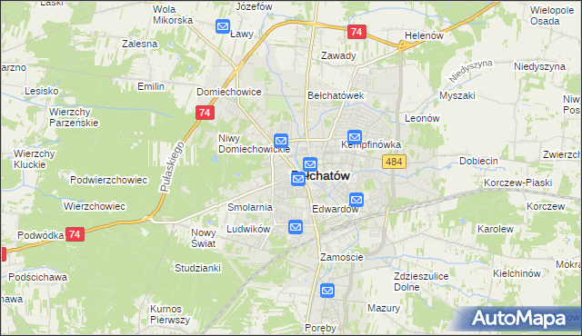 mapa Bełchatów, Bełchatów na mapie Targeo