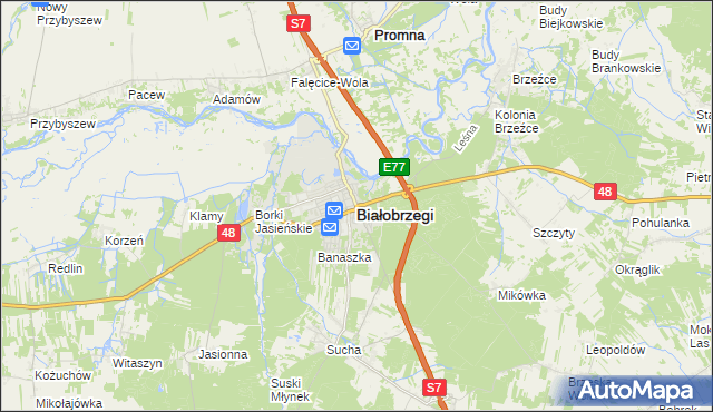 mapa Białobrzegi, Białobrzegi na mapie Targeo