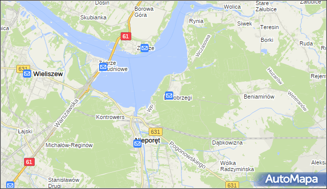 mapa Białobrzegi gmina Nieporęt, Białobrzegi gmina Nieporęt na mapie Targeo