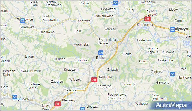 mapa Biecz powiat gorlicki, Biecz powiat gorlicki na mapie Targeo
