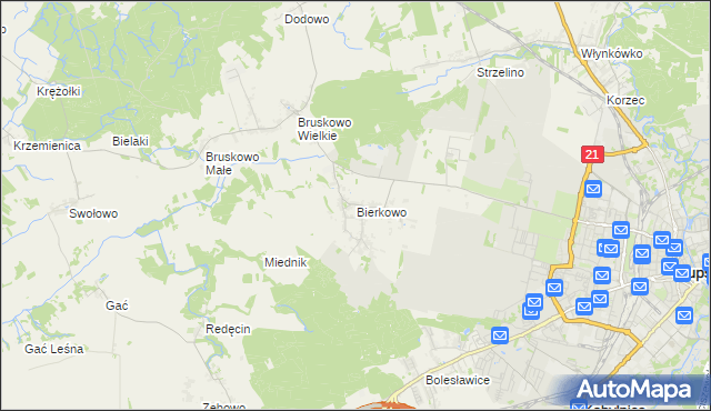 mapa Bierkowo, Bierkowo na mapie Targeo