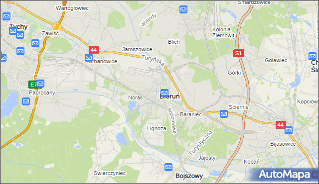 mapa Bieruń, Bieruń na mapie Targeo