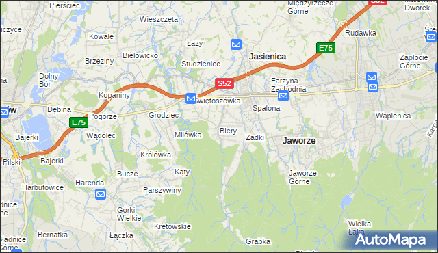 mapa Biery, Biery na mapie Targeo