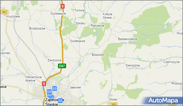 mapa Bobolice gmina Ząbkowice Śląskie, Bobolice gmina Ząbkowice Śląskie na mapie Targeo