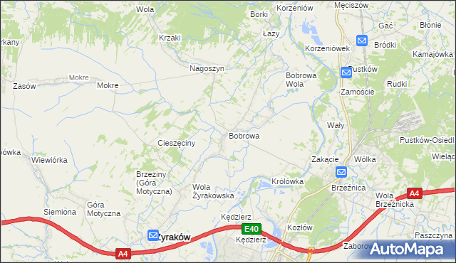 mapa Bobrowa gmina Żyraków, Bobrowa gmina Żyraków na mapie Targeo