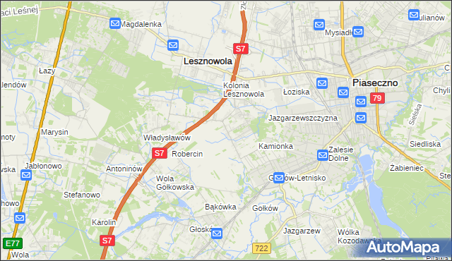 mapa Bobrowiec gmina Piaseczno, Bobrowiec gmina Piaseczno na mapie Targeo