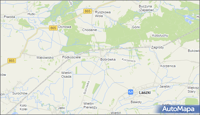 mapa Bobrówka gmina Laszki, Bobrówka gmina Laszki na mapie Targeo