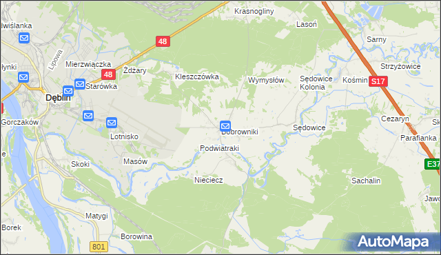 mapa Bobrowniki gmina Ryki, Bobrowniki gmina Ryki na mapie Targeo