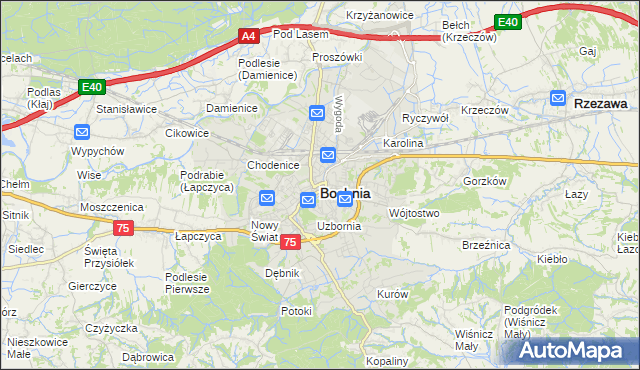 mapa Bochni, Bochnia na mapie Targeo