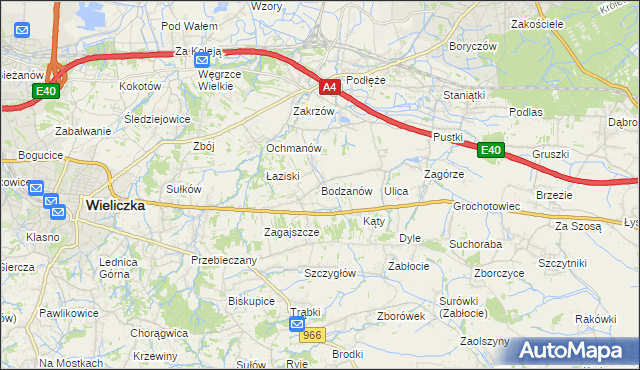 mapa Bodzanów gmina Biskupice, Bodzanów gmina Biskupice na mapie Targeo