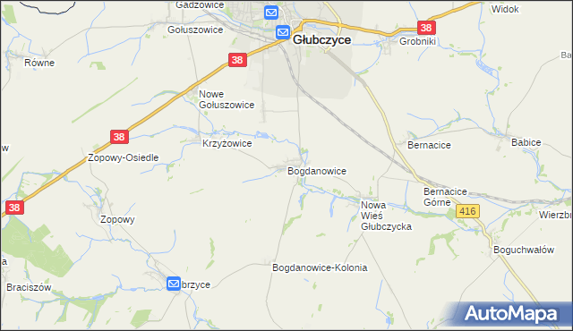 mapa Bogdanowice, Bogdanowice na mapie Targeo