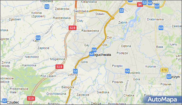 mapa Boguchwała powiat rzeszowski, Boguchwała powiat rzeszowski na mapie Targeo