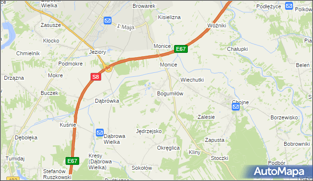 mapa Bogumiłów gmina Sieradz, Bogumiłów gmina Sieradz na mapie Targeo